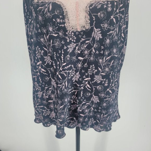Victoria's Secret Gray Pink Floral Silky Cami Spaghetti Strap Tank Top Size XL - Picture 4 of 8